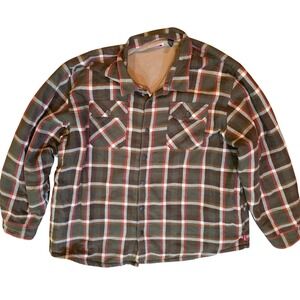 WRANGLER Mens 3XL Green Plaid Sherpa Lined Shirt Jacket Shacket‎ Workwear